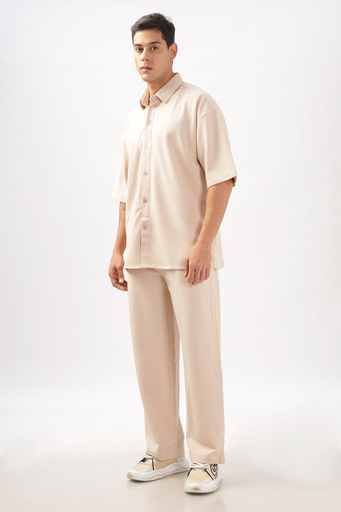 Solid Cotton Blend Oversized Shirt