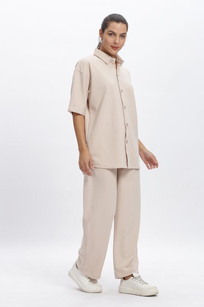 Solid Cotton Blend Oversized Shirt