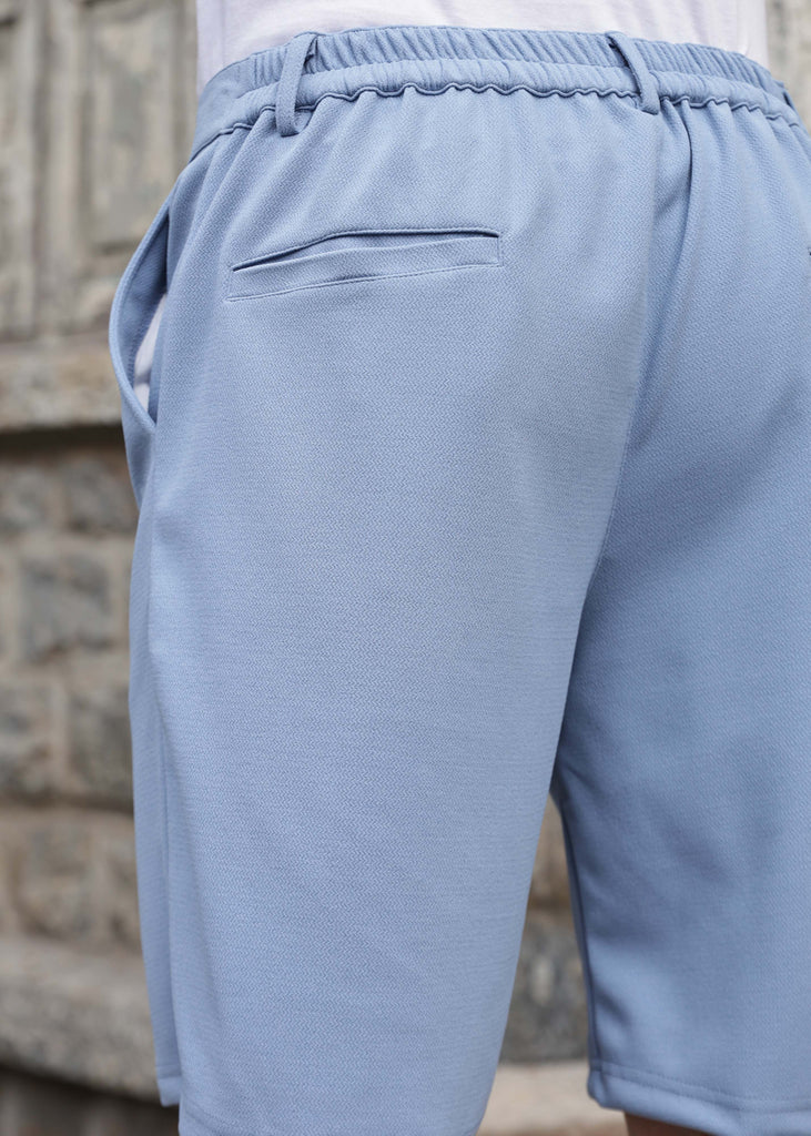 Solid Cotton Blend Oversized Shorts Thunder