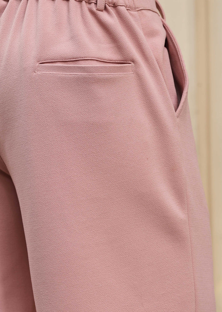 Solid Cotton Blend Oversized Shorts Rosé