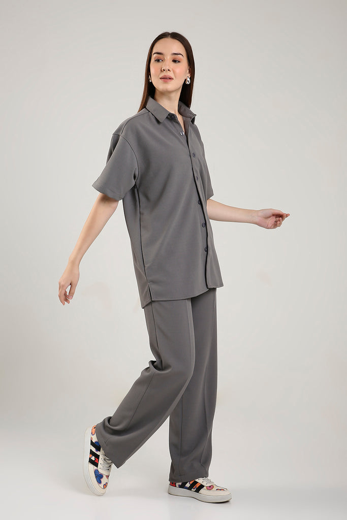 Solid Cotton Blend Oversized Trouser Lunar