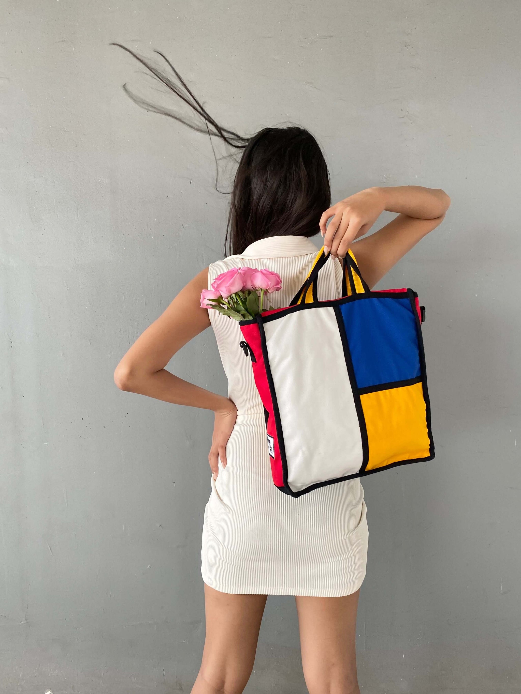 Khoki IKE◯ block vinyl tote bag Khoki IKE◯ block vinyl tote bag（Indigo Blocks Weekender
